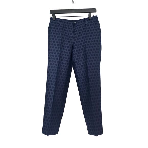 J Crew Skimmer Ankle Pants City Fit Navy Blue Swiss Dot Woman’s Size 2 Pockets - Picture 1 of 7